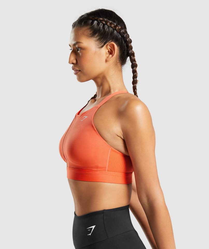 Women's Gymshark Mesh Neckline 2.0 Sports Bra Orange | CA 87A056